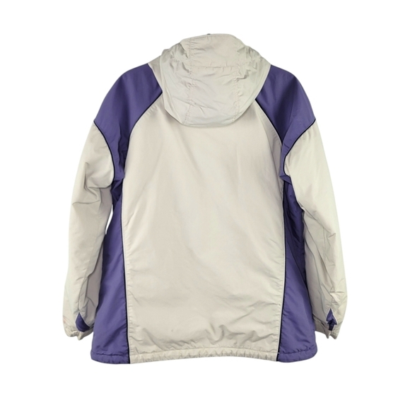 Columbia Women's Size L Hooded Midweight Full-Zip Rain Jacket Purple & Off White - Picture 2 of 12